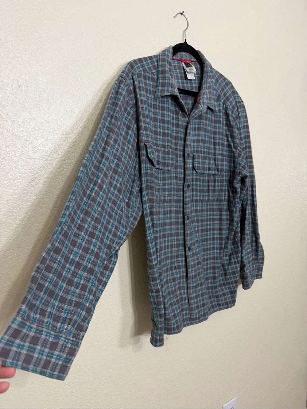 The North Face Men’s Cotton Button Down Flannel Shirt Size XL Gray